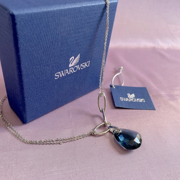 Blue Crystal/ Silver Swarovski Necklace - Picture 2 of 5